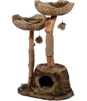 dobar petlife Design-Katzenmöbel Tony, ca. B60/H111/T45 cm, Braun - Pappel / Jute Plüsch