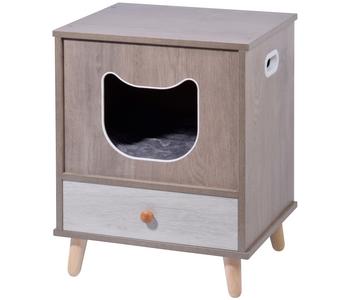 dobar petlife Katzenschrank Cathy, ca. B45/H48/T40 cm, Grau - Pappel / Plüsch