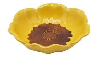 Dehner Natura Premium Vogeltränke Pianta, gelb, ca. B23/H6,5/T22,5 cm, Gelb / Braun - Steinzeug