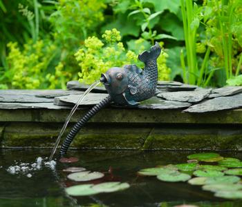 Ubbink Polyresin-Wasserspeier Fisch, ca. H12,5 cm, Dunkelgrün - Polyresin