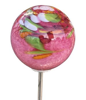 MP Glaszauber Rosenkugel, ca. Ø15 cm, Rosa / Weiß Grün - Glas
