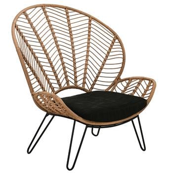 Dehner Geflechtsessel Venezia, Schwarz / Beige - Stahl Polyester Aluminium Kunststoffgeflecht