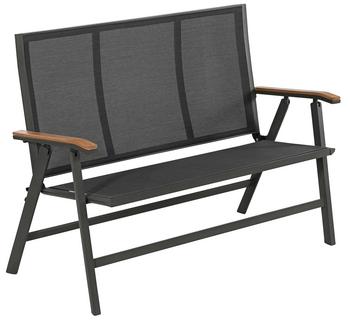 Dehner Klappbank Colmar, 2-Sitzer, Grau - Aluminium / Textilene Teakholz