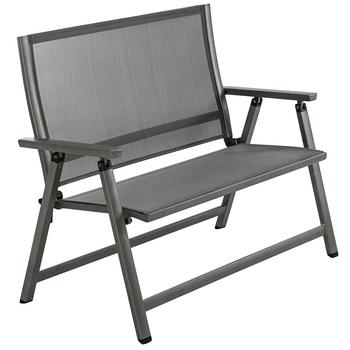 Dehner Klappbank Chicago, 2-Sitzer, Grau - Aluminium / Textilene Kunststoff