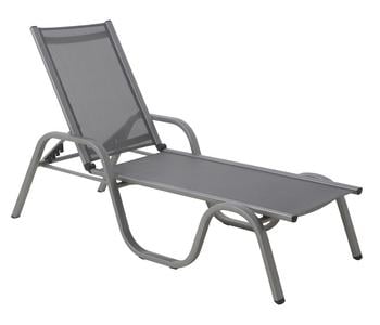 Dehner Relaxliege Chicago, Grau - Aluminium / Textilene Kunststoff