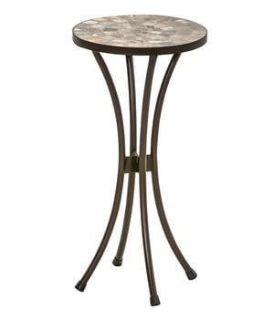 Dehner Mosaikblumenhocker Grazia, Braun / Grau - Stein Metall