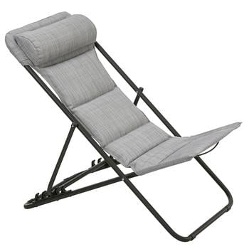 Dehner Campingstuhl Ibiza, Hellgrau - Stahl / Textilene Polyester