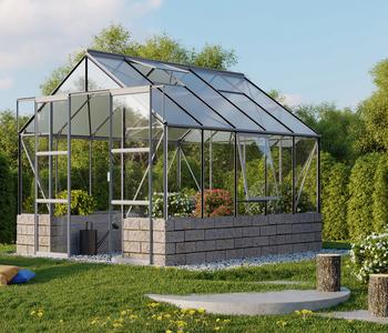 Vitavia Gewächshaus Cassiopeia 8300, ESG/HKP, Silber - Aluminium, Polycarbonat, Sicherheitsglas