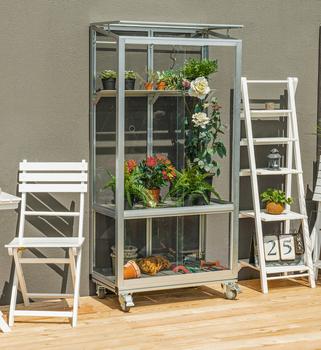 Vitavia Balkongewächshaus Vila 350, ca. B81/H168/T43 cm, Silber - Aluminium / Sicherheitsglas