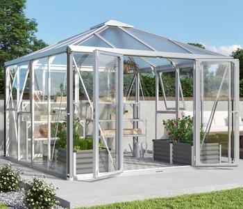 Vitavia Gewächshaus Moros, ESG/HKP, Silber - Aluminium, Sicherheitsglas, Polycarbonat