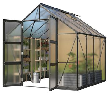 Vitavia Gewächshaus Orbit 6700, HKP, inkl. Fundament, Schwarz - Stahl, Aluminium, Polycarbonat