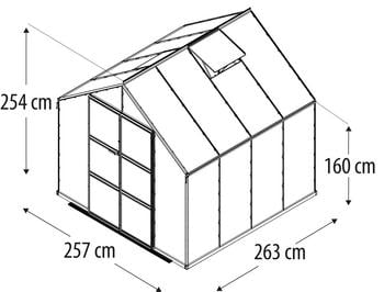 Vitavia Gewächshaus Orbit 6700, ESG/HKP, inkl. Fundament, Silber - Stahl / Aluminium Polycarbonat Sicherheitsglas