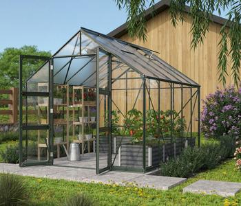Vitavia Gewächshaus Orbit 8300, ESG/HKP, inkl. Fundament, Dunkelgrün - Stahl, Aluminium, Polycarbonat, Sicherheitsglas