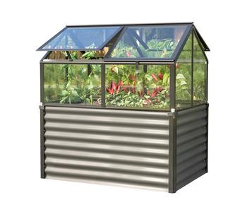Vitavia Hochfrühbeet Barrison, ca. B89/H135/T127 cm, Dunkelgrau - Aluminium / Sicherheitsglas