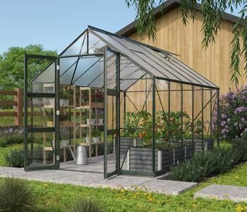 Vitavia Gewächshaus Orbit 9900, ESG/NSG, inkl. Fundament, Dunkelgrün - Stahl, Aluminium, Sicherheitsglas