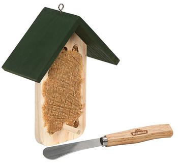 Dehner Natura Premium Futterhaus + Streichmesser für Erdnuss-Aufstrich - Holz