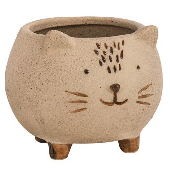 Dehner Keramik-Übertopf Blumentopf Cat, bauchig, creme, ca. Ø9 cm - Keramik
