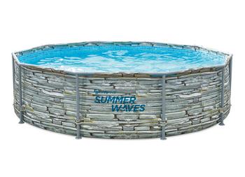 Summer Waves Frame Pool Steinoptik, Grau - PVC / Polyester