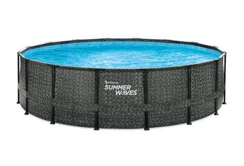 Summer Waves Frame Pool Rattan, grau - PVC / Polyester