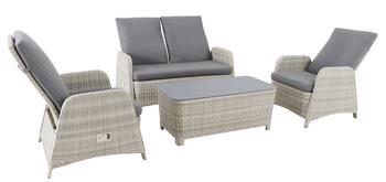 MWH Lounge Verando, 4-teilig, Hellgrau - Kunststoff / Aluminium Polyester Glas