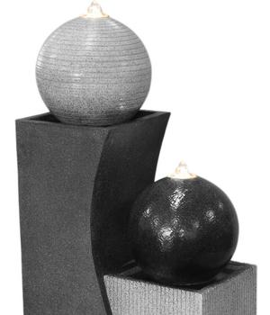 Dehner Polyresin-Gartenbrunnen Ying Yang, ca. H94 cm, Dunkelgrau / Grau - Polyresin