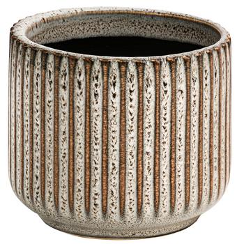 Dehner Keramik-Übertopf Minna, rund, beige/braun, ca. Ø8 cm