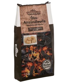 Dehner Öko-Anzündwolle, Holz, 1,5 kg, Schwarz / Hellbraun Weiß - Holz Wachs