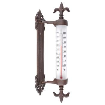 Esschert Design Gusseisen-Fensterrahmenthermometer, Dunkelbraun - Gusseisen