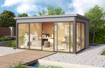 Weka Designhaus 412 Gr. 2, ca. B437,6/H239,4/T341,5 cm, Grau - Fichtenholz