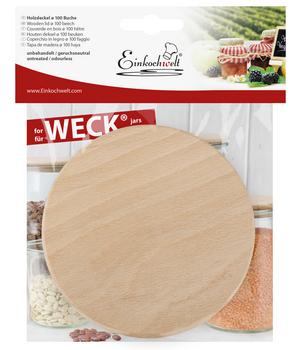 3 x Einkochwelt WECK Holzdeckel, Natur - Buchenholz / Silikon - Mindestbestellmenge: 3 Stk.