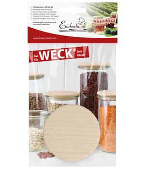 10 x Einkochwelt WECK Holzdeckel, Natur - Buchenholz / Silikon - Mindestbestellmenge: 10 Stk.