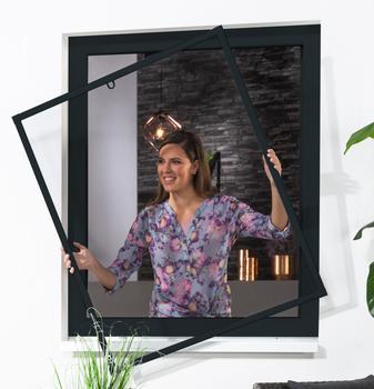 Hecht Fensterbausatz Basic, ca. B130/H150 cm, Dunkelgrau - Aluminium / Kunststoff