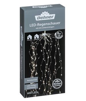 Dehner LED-Regenschauer, 600 LEDs, warmweiß, ca. Ø40/H300 cm