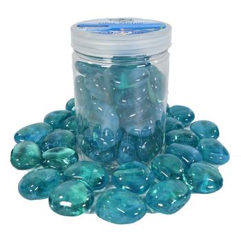 Dehner Aqua Aquariumdeko Glas-Steine, 750 g, Blau - Glas