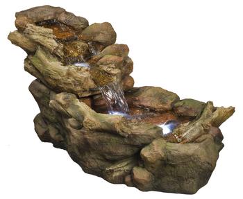 Ubbink Polyresin-Gartenbrunnen Wasserfall Aspen, ca. B50/H50/T105 cm, Braun, Grau - Polyresin