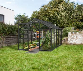 Vitavia Gewächshaus Pontos 6200, ESG, inkl. Fundament, Schwarz - Aluminium, Stahl, Sicherheitsglas