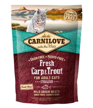 Carnilove Fresh Trockenfutter für Katzen Sterilized Adult, Karpfen & Forelle