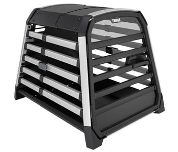 THULE Allax M Hundetransportbox, ca. B65/H65/T82-90 cm, Schwarz / Silber - Aluminium Kunststoff