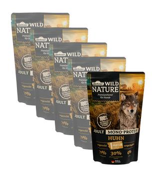 Dehner Wild Nature Nassfutter für Hunde Mono-Protein Adult, Huhn, 5 x 500 g