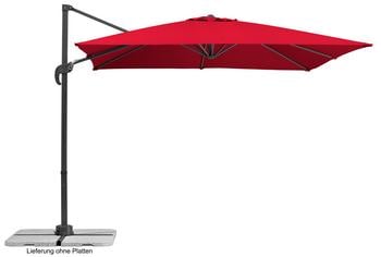 Schneider Ampelschirm Rhodos Junior, quadratisch, ca. B270/T270 cm, Rot - Polyester, Aluminium, Stahl