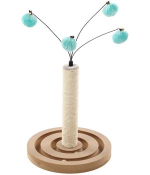 Flamingo Kratzbaum Cya 3, ca. Ø29/H50 cm, Hellbraun / Hellblau - Plüsch Holz Sisal