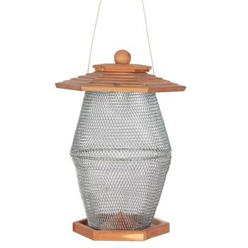 Dehner Natura Premium Futterlaterne Andorra, braun/silber, ca. B27/H39/T24 cm, Braun / Silber - Zedernholz Metall