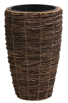 Dehner Holz-Vase Akira, rund, braun, ca. Ø34/H55 cm - Holz / Kunststoff