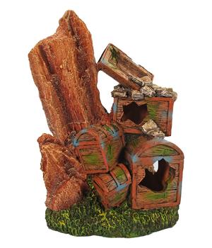 ORBIT Aquariumdeko Schatztruhen mit Felsen, Braun - Polyresin