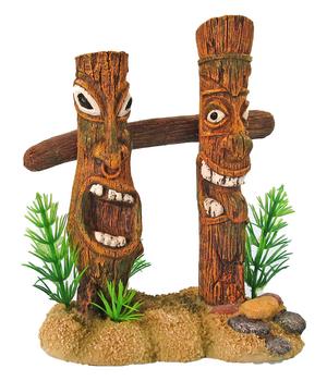 ORBIT Aquariumdeko Tiki-Säulen, Braun - Polyresin