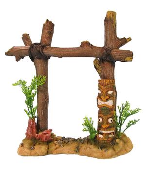 ORBIT Aquariumdeko Tiki-Säulen, Braun - Polyresin