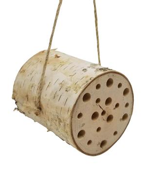 Dehner Natura Premium Insektenhotel Lugano, ca. Ø8/T9 cm, Beige - Birkenholz