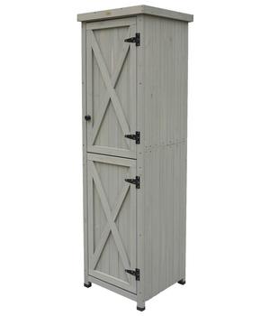 Habau Gartenschrank Ben, ca. B45/H160/T45 cm, Grau - Holz / Blech Kunststoff