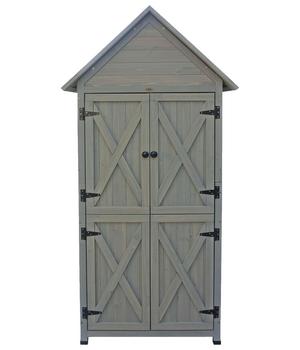 Habau Gartenschrank Lena, ca. B84/H178/T45 cm, Grau - Holz / Blech Kunststoff