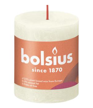 4 x Bolsius Rustik Stumpenkerze Shine, weiche perle, ca. Ø6,8/H8 cm, Creme - Wachs - Mindestbestellmenge: 4 Stk.